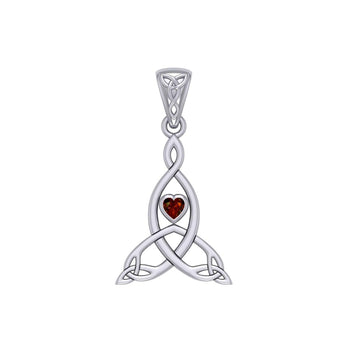 Celtic Mother Knot Silver Pendant with Gemstone TPD5911 - Jewelry